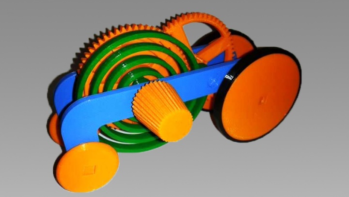 趣味3D打印：PLA材质的弹簧车