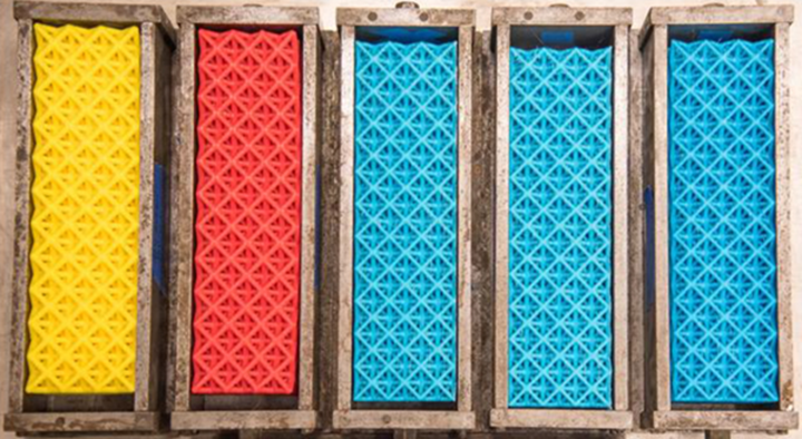伯克利研究人员使用新型3D打印聚合物网格作为混凝土增强材料