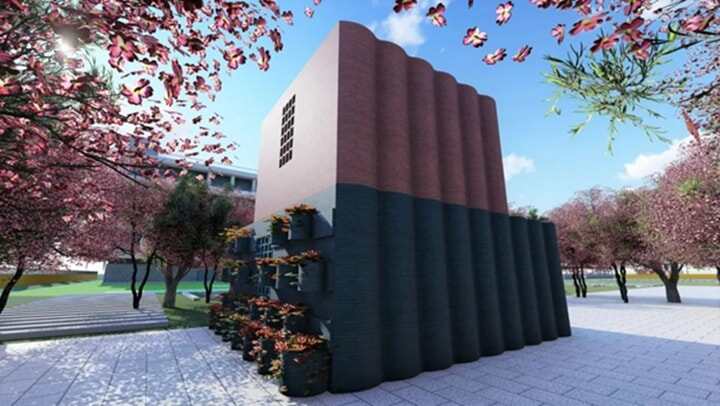 上海建工現(xiàn)場3D打印可居住可交付兩層建筑