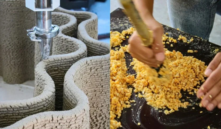 CORNCRETL，一種利用農(nóng)業(yè)廢料制成的用于建筑的3D材料。